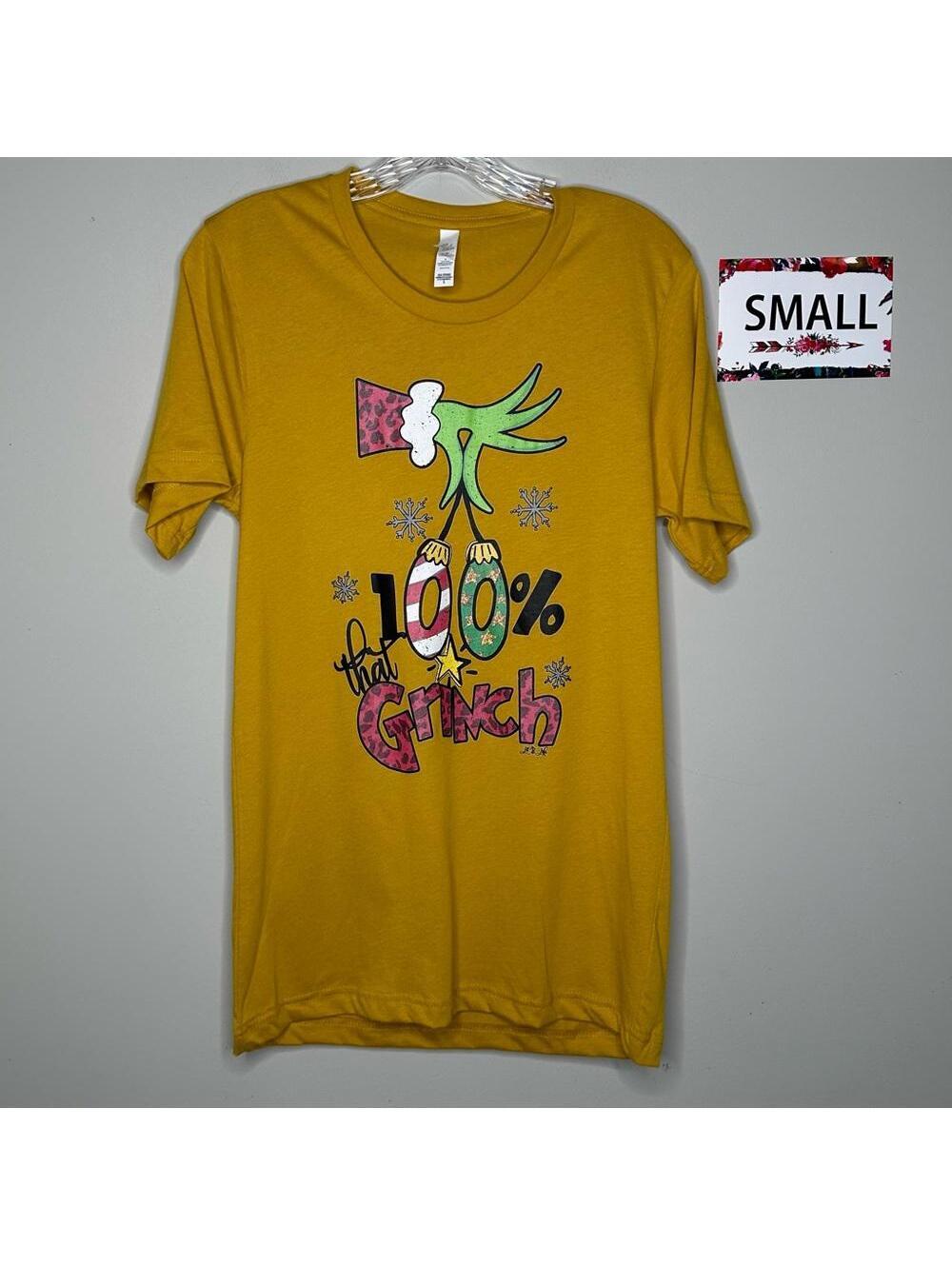 100% That Grinch Small mustard Christmas Tee - L&B Life
